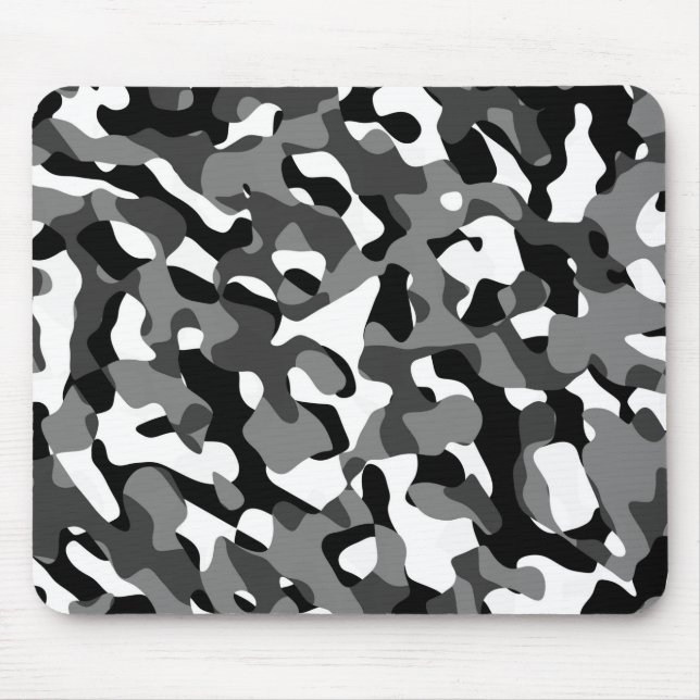 Tapis De Souris Camouflage noir et blanc Motif (Devant)