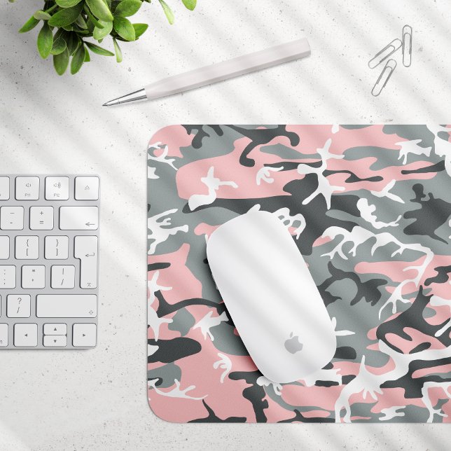 Tapis De Souris Camouflage rose et gris, Militaire, Armée (Créateur téléchargé)