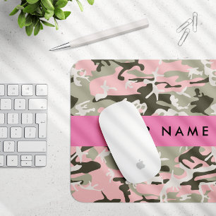 Tapis De Souris Camouflage Rose et Vert Personnalisez Votre nom