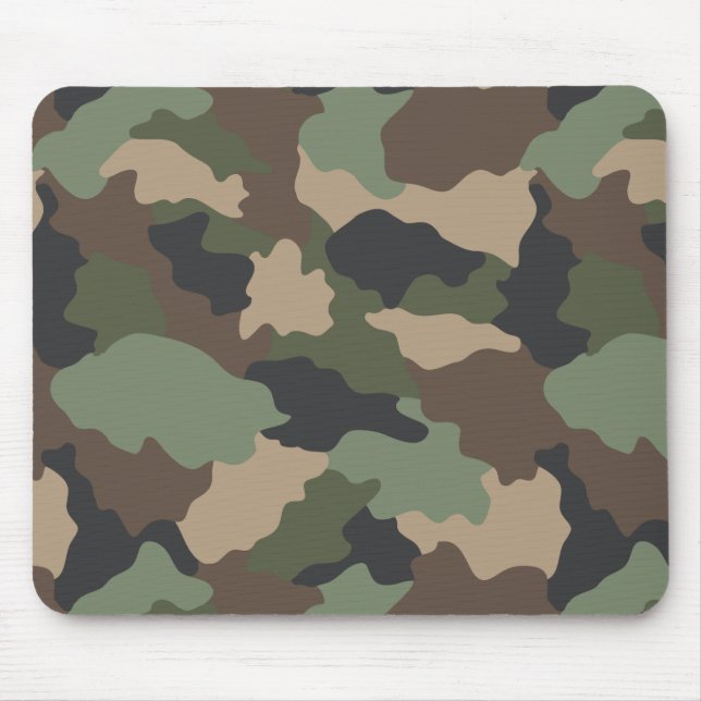 Tapis De Souris Camouflage Woodland Camo Khaki Tan Black (Devant)