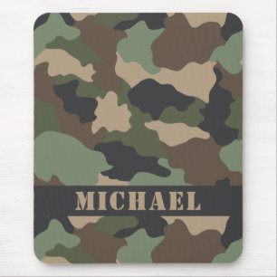 Tapis De Souris Camouflage Woodland Camo Khaki Tan Black Monogramm