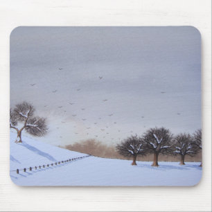 Tapis De Souris campagne rurale paysage paysage de neige