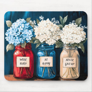 Tapis De Souris Campagne Vintage en floraison Hydrangea Trio