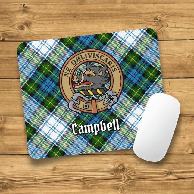Tapis De Souris Campbell Crest au-dessus de Tartan (Créateur téléchargé)