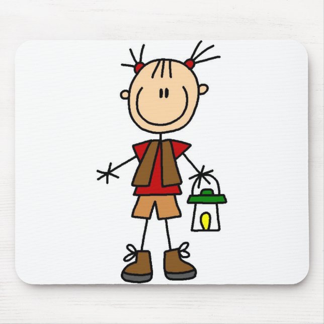 Tapis De Souris Campeur de fille avec la lanterne Mousepad (Devant)