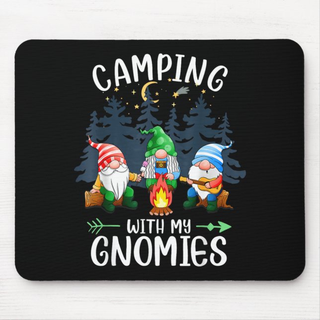 Tapis De Souris Camping avec mes gnomes drôle de camp de gnomes fe (Devant)