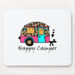 Tapis De Souris Camping-car Été heureux Camping Léopard Drôle Gla