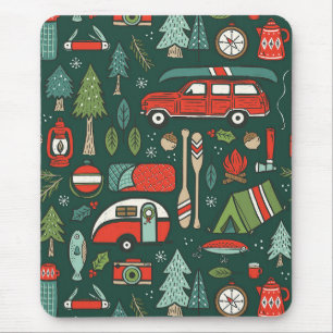 Tapis De Souris Camping de Noël rustique