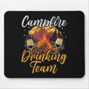 Tapis De Souris Camping en camping-car rétro ivre alcool bière feu