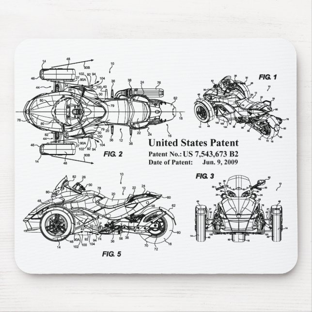 Tapis De Souris Can Am Spyder, US Patent Application Mousepad (Devant)