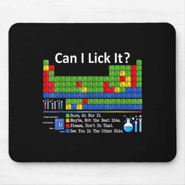 Tapis De Souris Can I Lick It Periodic Table Chart Science Teacher (Devant)