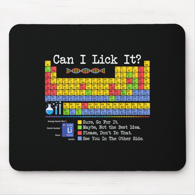 Tapis De Souris Can I Lick It Periodic Table Funny Science Teacher (Devant)