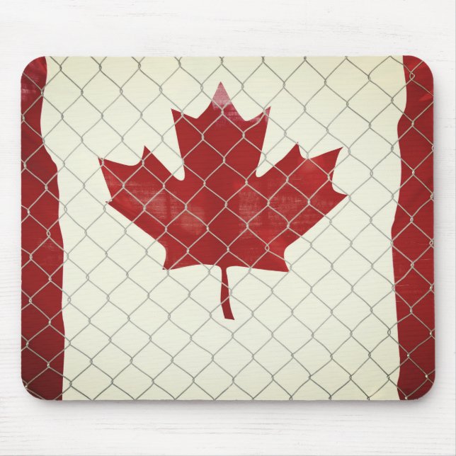 Tapis De Souris Canada Flag. Chain Link Fence. Rustic. C'est cool. (Devant)