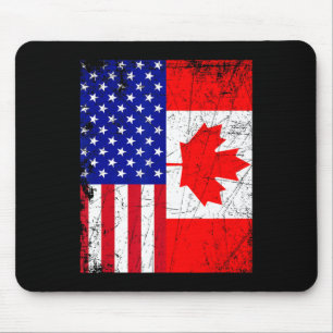 Tapis De Souris Canadian American Shirt États-Unis Drapeau Canada