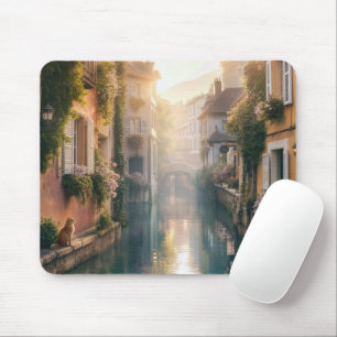 Tapis De Souris Canal européen avec un chat roux