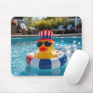 Tapis De Souris Canard en caoutchouc patriotique dans une piscine