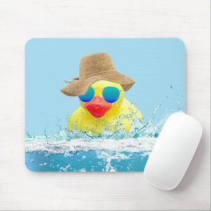 Tapis De Souris Canard jaune avec lunettes de soleil dans l'eau