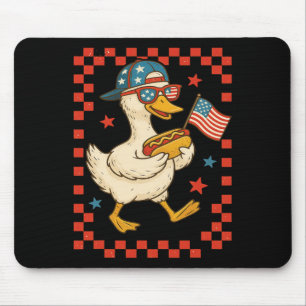 Tapis De Souris Canard Patriotique Avec Hot Dog Et Drapeau Drôle 4