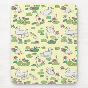 Tapis De Souris Canards et Nénuphar Mousepad jaune