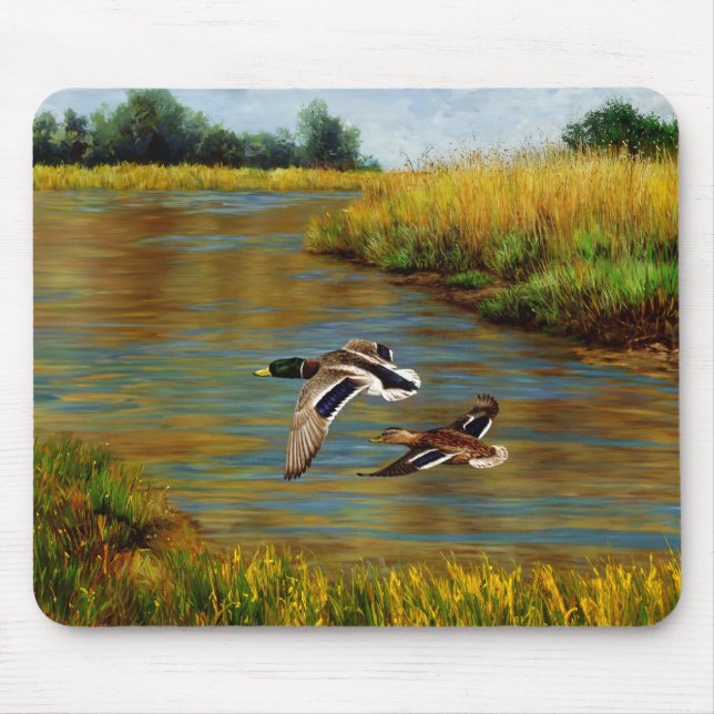Tapis De Souris Canards-Majards Survolant L'Étang (Devant)