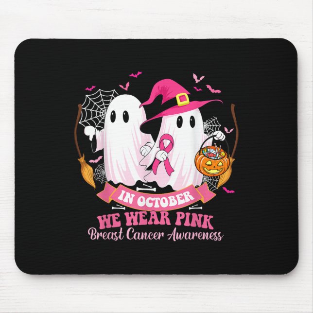 Tapis De Souris Cancer Du Sein Femmes Halloween En Octobre Nous Po (Devant)