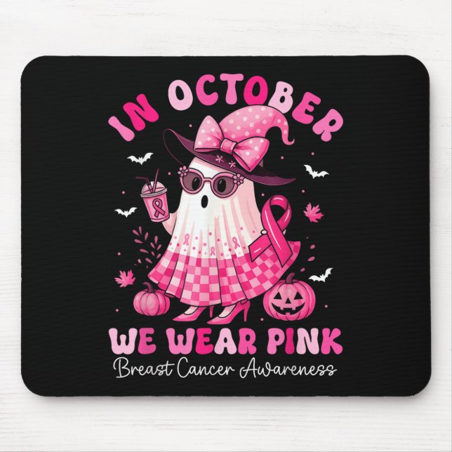 Tapis De Souris Cancer Du Sein Femmes Halloween En Octobre Nous Po (Devant)