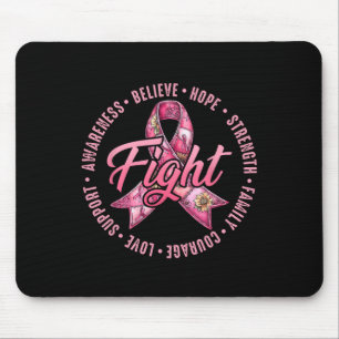 Tapis De Souris Cancer du sein Pink Ribbon combat croire Hope Stre