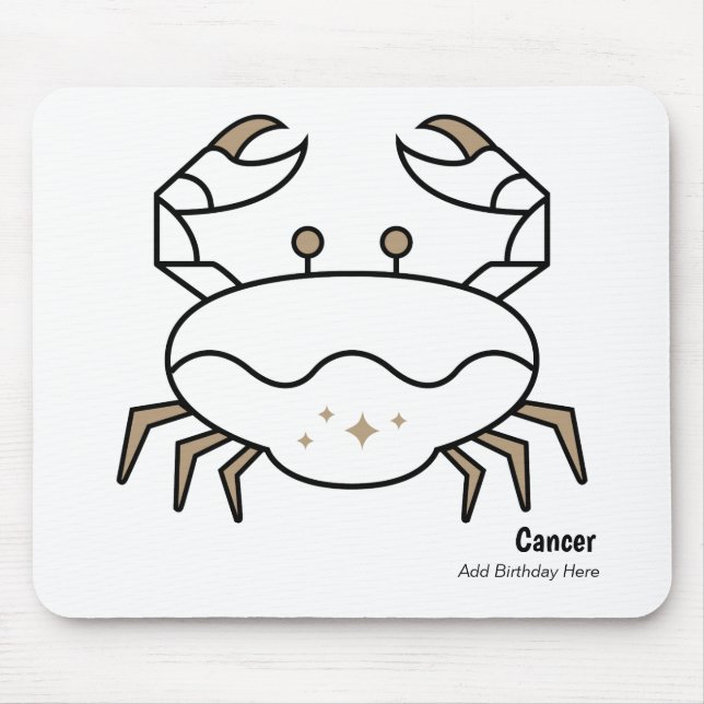 Tapis De Souris Cancer le crabe personnalisées en or noir zodiac (Devant)
