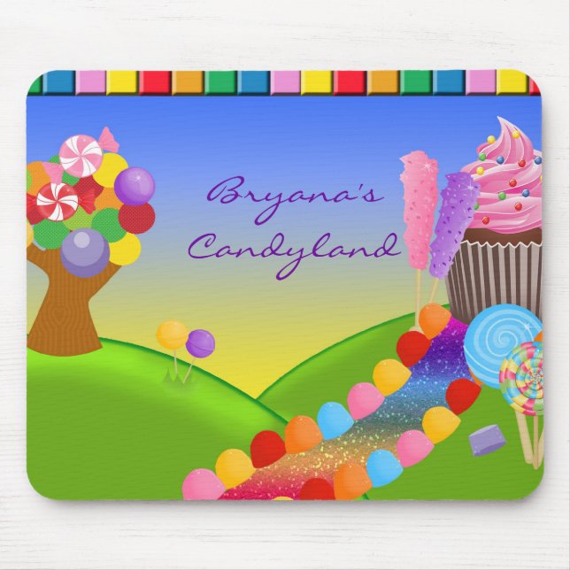 Tapis de souris Candyland Sweets Candy Cupcake Tra (Devant)
