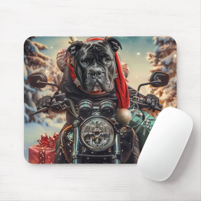 Tapis De Souris Cane Corso Chien équitation Moto Noël (Avec souris)