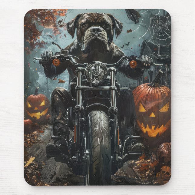 Tapis De Souris Cane Corso équitation Moto Halloween Effrayant (Devant)