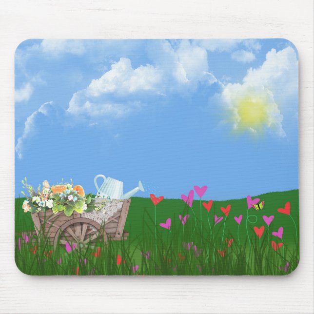 Tapis De Souris canette d'arrosage en brouette (Devant)