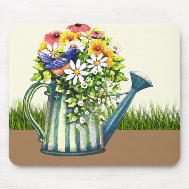 Tapis De Souris Canette d'eau avec Fleurs sauvages (Devant)