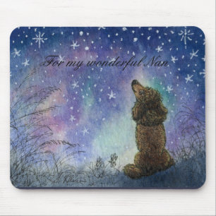 Tapis De Souris Caniche regardant au cadeau de souris-tapis