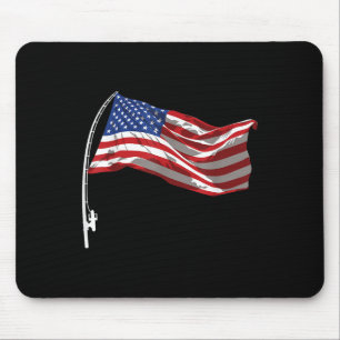 Tapis De Souris Canne à pêche Drapeau Américain 4 Juillet Patrioti