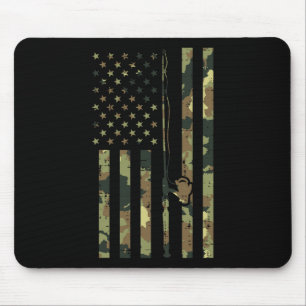 Tapis De Souris Canne à pêche Drapeau US Camo Vintage Patriotique