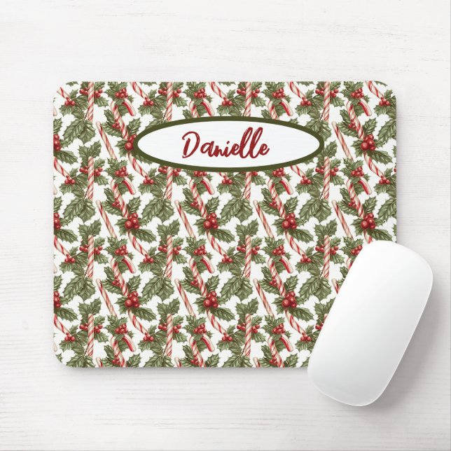 Tapis De Souris Canne de bonbons de Noël (Avec souris)