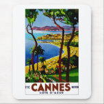 Tapis De Souris Cannes ~ Côte d'Azur<br><div class="desc">Affiche de voyage vintage pour Cannes sur la Côte d'Azur.</div>