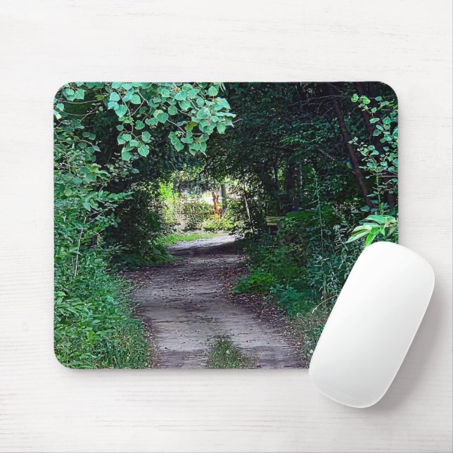 Tapis De Souris Canopée de bois sur un chemin droit (Avec souris)