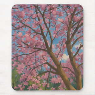 Tapis De Souris Canopée de printemps - Arbre en fleurs et peinture