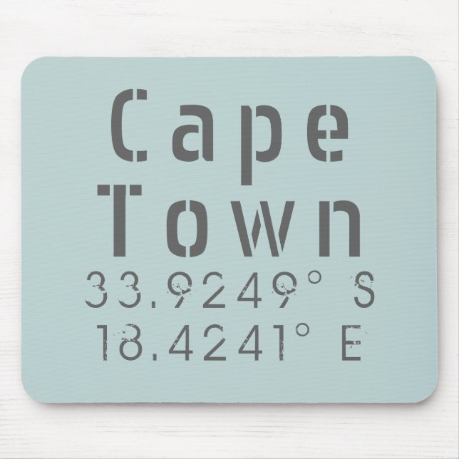 Tapis De Souris Cape Town Latitude Longitude (Devant)