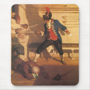 Tapis De Souris Capitaine pirate vintage, combat d'épée par NC Wye