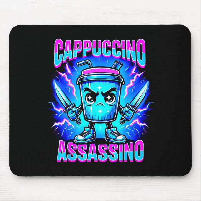 Tapis De Souris Cappuccino Ino Brainrot Italian Meme  (Devant)