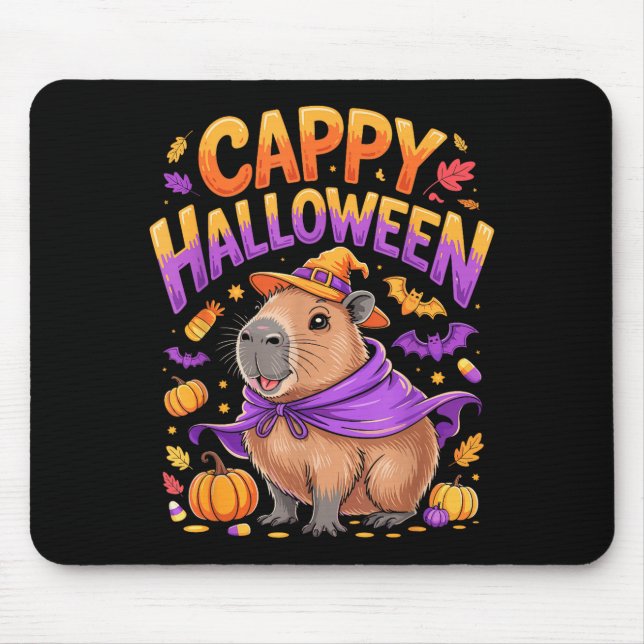 Tapis De Souris Cappy Halloween Capybara Sorcière  (Devant)