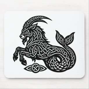 Tapis De Souris Capricorne — Encre Hantée Zodiaque Bouc‑Poisson