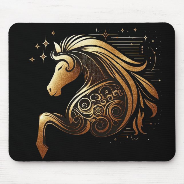 Tapis De Souris Capricorne Zodiaque Cheval Or Astrologie (Devant)