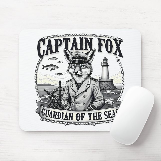 Tapis De Souris Captain Fox Guardian of Seas Nautical Design (Avec souris)