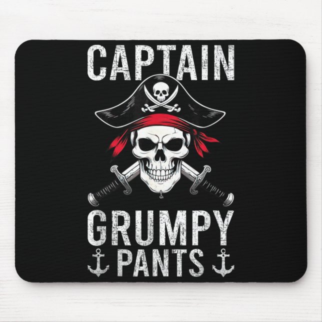 Tapis De Souris Captain Mpy Pants Rate Humor Skull Graphic  (Devant)
