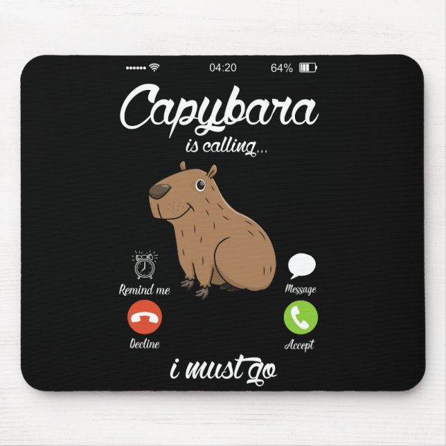 Tapis De Souris Capybara Appelle Capibara Rodent Amoureux des anim (Devant)
