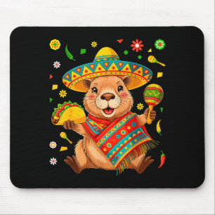 Tapis De Souris Capybara drôle cinq de mayo fête chapeau tacoF